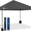 12x12 Pop up Canopy Tent Patented EZ Set up Instant Outdoor Canopy with Wheeled Carry Bag Bonus 4 Weight Sandbags, 8 Stakes and 4 Ropes Grey, 12x12 without Sidewall