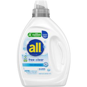 Liquid Laundry Detergent for Sensitive Skin, Unscented and Hypoallergenic, Concentrated, 50oz, 66 Loads