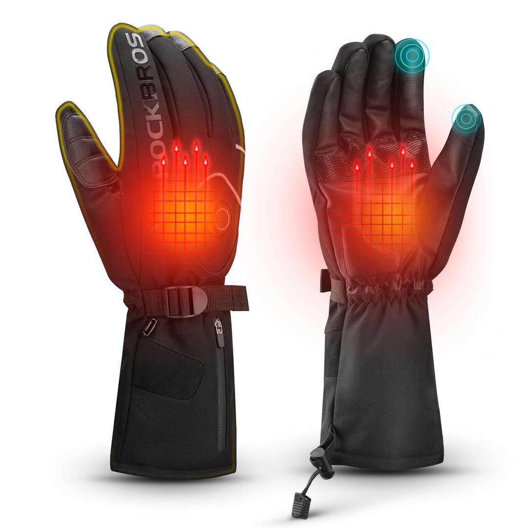 ROCKBROS Heated Gloves Electric Rechargeable Winter Touchscreen Waterproof
