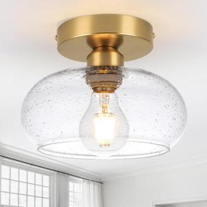WILON Semi Flush Mount Ceiling Light, Small Seeded Glass Ceiling Light Fixture Modern Gold Bathroom Light Kitchen Lighting Lixtures Ceiling Lamp for Entryway Bedroom Passway Corridor (7.87 Inch) WILON Semi Flush Mount Ceiling Light, Small Seeded Glass Ceiling Light Fixture Modern Gold Bathroom Light Kitchen Lighting Lixtures Ceiling Lamp for Entryway Bedroom Passway Corridor (7.87 Inch)