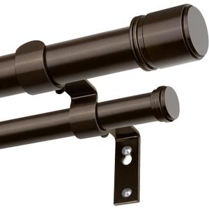 Double Curtain Rod 72 to 144 Inch, HOTOZON 1 Inch Heavy Duty Double Curtain Rods for Windows 60 to 140 Inches(5-11.6 ft), Telescoping Drapery Rod with Simple End Finials, Bronze