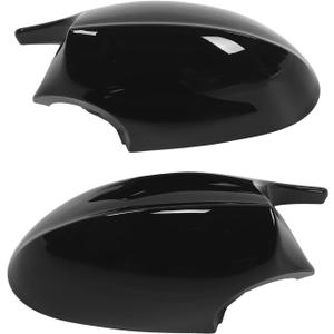 Pair Car Mirror Housing Door Mirror Cover, Trim Rear View Side Mirror Cap, Glossy Black, Fit for E90, E91, E92, E93