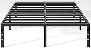 Metal Bed Frame,King Size Bed Frame with Storage Space,Heavy Duty Sturdy Mattress Foundation,Easy Assembly,No Box Spring Needed, Black,14 Inch,King