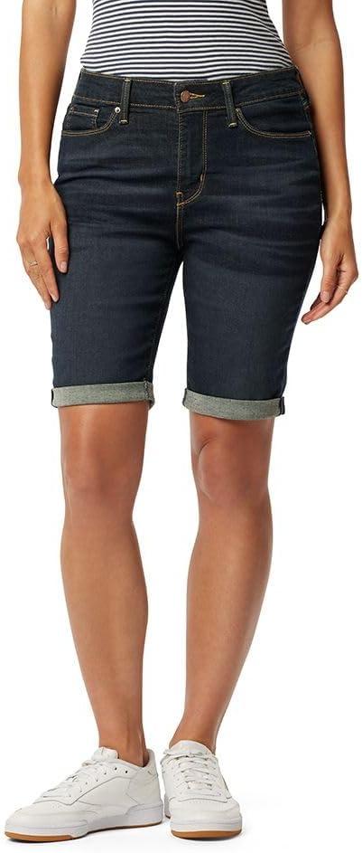 Levi Strauss Signature Gold Women's Mid-Rise Bermuda Shorts (4, Stormy Sky-waterless). W28, 6
