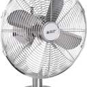 12 Inch All Metal Retro Oscillating Table Fan, Desk Fan with 3-Speed Adjustable and 80 Wide Oscillation, Ideal for Bedroom, Office and Kitchen
