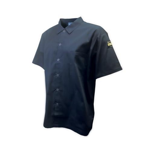 FSE CJ810BKS Chef Regalia Snap-Button Short Sleeve Shirts, Small, 65/35 Poly/Cotton, Black.