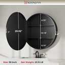 Keonjinn 30 in Round Black Medicine Cabinets with Mirror, Large Farmhouse Medicine Cabinet for Bathroom, Circle Bath Mirror with Storage, Metal Frame Medicine Cabinet for Wall with Detachable Shelves