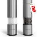 LARS NYSM Salt and Pepper Grinder Set Manual, Stainless Steel Salt and Pepper Mills with Adjustable Ceramic Grinder I Design Spice Shakers (Stainless Steel)