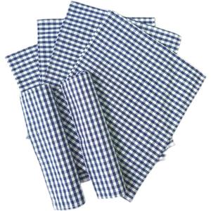 Navy & White Checkered Kitchen Tea Towel, 100% Woven Cotton Washable Dish Cloth Set of 6, 15.8" x 11.2" 