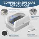 Prodigen Extra Large Stainless Steel Cat Litter Box with Lid High Wall Sides Enclosure, Non-Sticky, Anti-Leakage, Easy Cleaning with Cat Mat & Metal Scoop, 24" L x 16" W x 12" H, 2 Pack