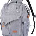 NeoTech Care Diaper Bag Backpack for Baby Girl/Boy, Wide Opening, Multifunction Organizing Pockets (Gray)
