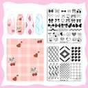 Biutee Nail Stamping Kit 15Pcs Nail Art Stamping Plate Set 8 Colors Nail Stamping Gel Polish, Nail Stamper and Scraper with Storage Bag, Nail Stamper Kit Flower Leaves Star Template Design