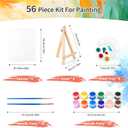 8 Pack 8 * 10In Canvas Boards for Painting, Art Canvas for Drawing with 16 Brushes & 8 Paint Trays & 16 Acrylic Paint, Mini Painting Canvas with Easel Set, Painting Kits for Adults Party