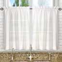 Ellis Curtain Stacey Sheer 56-by-24 Inch Tailored Tier Pair Curtains, White, 56x24, 28"W x 24"L
