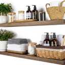BGMG Wood Floating Shelves 36 inch, Wide Rustic Wooden Wall Shelves for Bathroom Living Room Bedroom Kitchen Farmhouse Set of 2-36x 6.7 x1.25 inch- Walnut Color