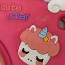 VOFUOE for iPad 6th/5th Generation Case Kids Girls for iPad 9.7 Case 2018 2017 with Shoulder Straps 360  Stand Rainbow Unicorn Soft Silicone Protective Cover for iPad Pro for iPad Air 2th-Hot Pink