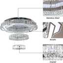 22.5" Crystal Chandeliers Living Room Modern Chandelier Crystal Ceiling Light LED 2 Rings Pendant Light Flush Mount Chandelier for Bedroom Dining Room Entryway (Cool White), Large