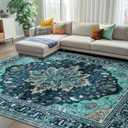 RELEANY Washable Area Rug, 7'x10', Teal
Non-Slip, Water Repellent, Pet Friendly, Easy to Clean, Vintage Floral Boho Decor for Living Room Bedroom Dining Room Office