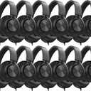 AILIHEN Headphones Wired 12-Pack Bulk for School Students Kids K-12 ClassroomAdjustable, Foldable, Over-Ear Headsets with Microphone HD Stereo Sound 3.5mm Jack for Chromebook, Laptop (Black)