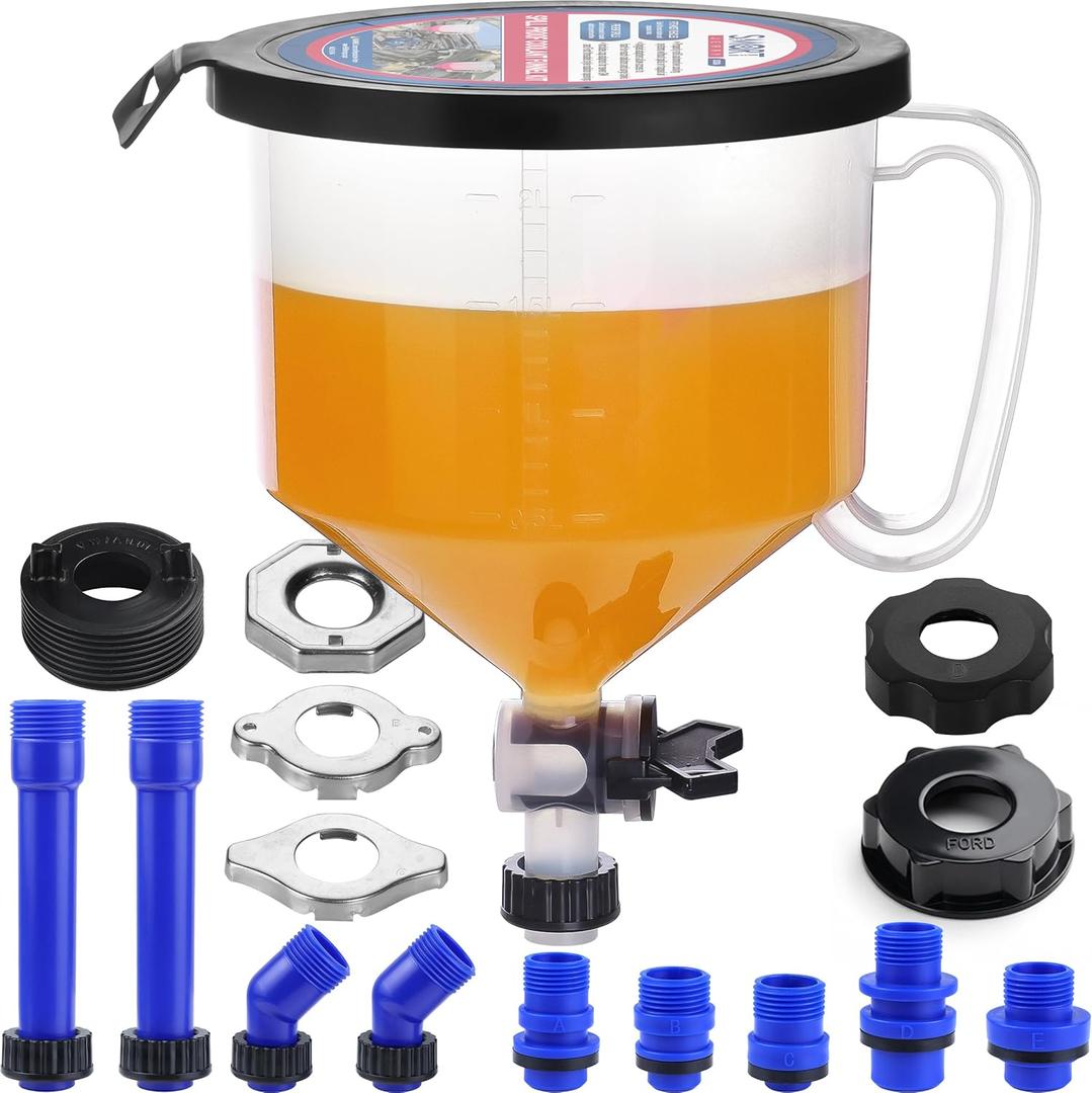 SMART JERRY - Coolant Bleeder Kit, Radiator Burping Funnel, No-Spill Coolant Funnel Kit, Radiator Flush Kit, Universal Radiator Funnels (2026 Upgrade: Added 2 Caps for Broader Compatibility)