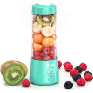Mulli Portable Blender,USB Rechargeable Personal Mixer for Smoothie and Shakes, Mini Blender with Six Blades for Baby Food,Travel,Gym(Update) (Blue)