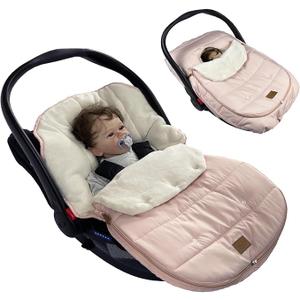 funlife 4 in 1 Premium Waterproof Universal Anti-Wind Infant Car Seat Cover Comes with Ultra Soft Fleece Car Seat Bunting Bag for Winter,Car Seat Cover Bunting Set for 0-12M Light Pink