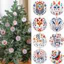 24 Pcs Scandinavian Folk Style Christmas Ornament Scandinavian Folk Ornament Bundle Swedish Norwegian Christmas Ornaments Decorative Hanging Ornaments for Xmas, 8 Styles