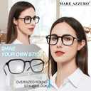 MARE AZZURO Large Square Reading Glasses Women Lightweight Readers 1.0 1.25 1.5 1.75 2.0 2.25 2.5 2.75 3.0 3.5 4.0 5.0 6.0 (Black)