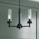 Canarm Maverick 3-Light Chandelier, Matte Black with Clear Glass Shades, Adjustable Height, Transitional Modern Lighting for Dining Room