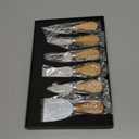 Cheese Knives with Cheese Slicer Cheese Cutter Cheese Fork,Cheese Spreading Knife for Charcuterie Boards and Cutlery Gift Set,6 Pieces Cheese Knife Set with Bamboo Wood Handle Steel Stainless