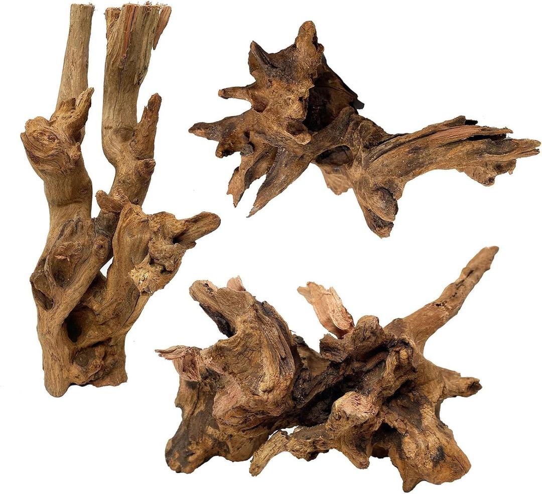 kathson 3 PCS Aquarium Driftwood Decoration Natural Driftwood Branches Reptiles Habitat Wood Decor Assorted Sizes Wood for Fish Tank Decor Reptile Terrarium Accessories Decor (3Pcs: 4.5-9.5in)