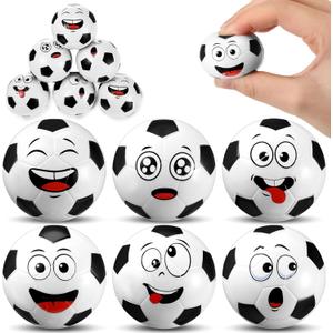 Arrowbash 12 Pcs Mini Face Stress Balls for Boys Girls Sport Funny Face Squeeze Foam Balls for Stress and Anxiety Relief for Party Favors Birthday Gift Decoration(Soccer)