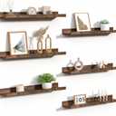 Upsimples Floating Shelves for Wall, 23.6 Inch Shelves for Decor Storage Set of 6, Wall Mounted Wood Shelf for Bedroom, Living Room, Bathroom, Kitchen, Long Picture Ledge Shelves, Brown