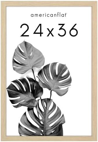 Americanflat 24x36 Poster Frame with Polished Plexiglass - Epic Collection - Gallery Wall Frames with Engineered Wood - Wide Photo Frame for Wall Display - Natural Oak