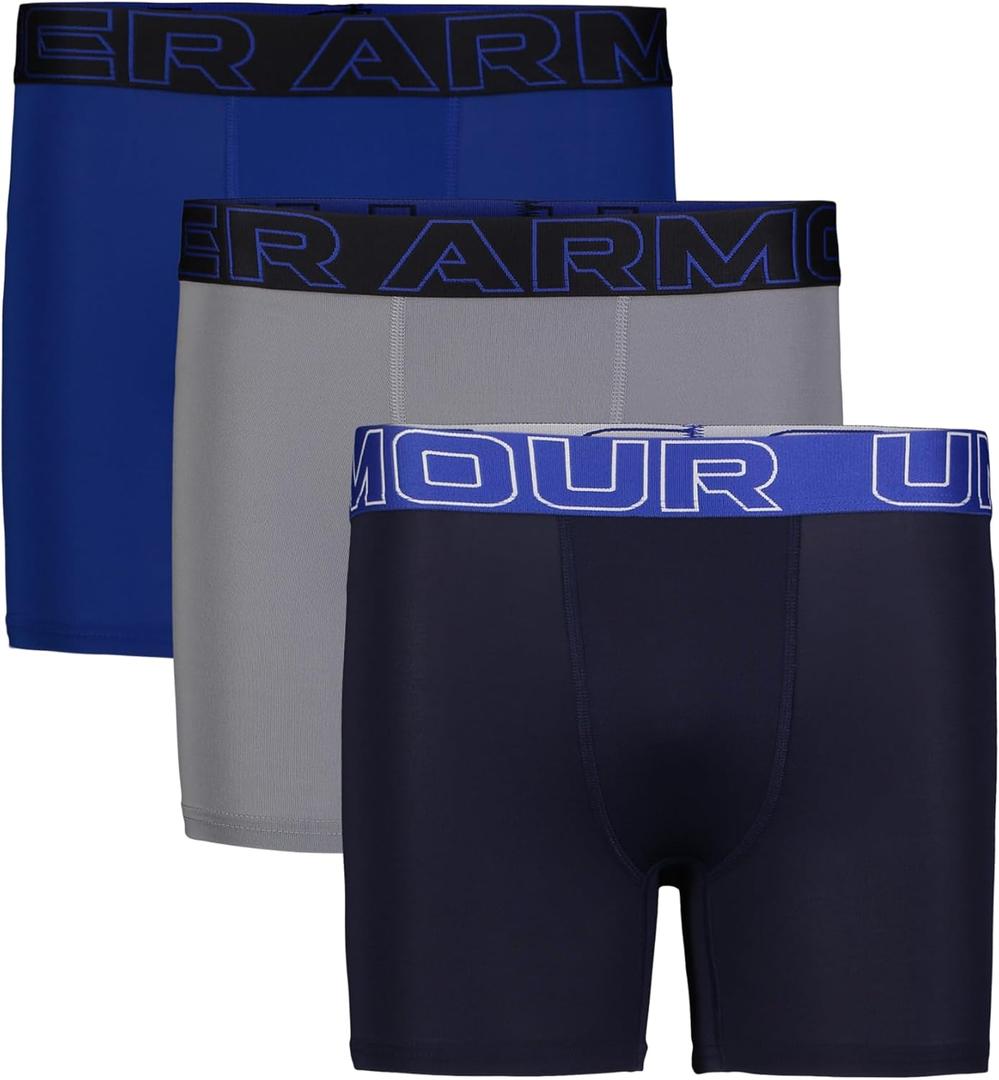 Under Armour Boys' Big Performance Boxer Briefs, Lightweight & Smooth Stretch Fit (Medium, Midnight Navy Multi Three Pack)