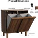 Smart FENDEE Double Laundry Hamper Cabinet, 26.2" Small Wooden Dirty Clothes Basket with Handles, Narrow Tilt-Out Laundry Sorter for Small Spaces, Bathroom, Bedroom, Apartment, Walnut Finish, 26.18" x 13.94" x 28.46"
