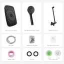 Wide Rain Shower Head With 5 Modes Handheld Showerheads, High Pressure Showerhead Combo with Extension Arm for Bathroom Accessories, Adjustable Shower Head with Anti-Clog Nozzles (Black)