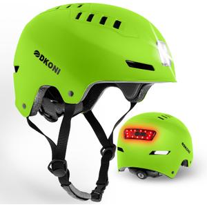 DKONI Bike Helmet with LED Lights Bicycle Helmets Commuter Cycling Helmet USB Rechargeable Front & Back LED Light Helmet for Adult Men Women (Medium: 20.5-22.5inch (52-58cm), Yellow)