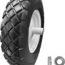 16" Flat Free Solid PU Tire and Wheel, 4.80/4.00-8 PU Airless Tires with 5/8" Ball Bearings 2 Pcs 3/4 Bearings, 6" Centered Hub for Hand Truck/Utility Cart/Dollies/Various Carts(440 Lb Load)
