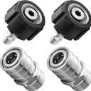 RIDGE WASHER Pressure Washer Adapter Set, Stainless Steel, Gun to Wand, M22 to 1/4'' Quick Connect, 4 Pcs