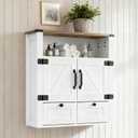 Bathroom Wall Cabinet, Farmhouse Medicine Cabinet with Mirror, Drawer, Barn Doors, Over The Toilet Storage Cabinets Wall Mounted for Bathroom Kitchen Laundry Entrance, Rustic