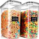 Shazo 2 Pack (6.3 L / 213 oz / 6.7 qt) EXTRA Large Airtight Food Storage Cereal Containers for Bulk Food Storage BPA-Free Plastic Container, Pantry Organization and Canister for Rice, Sugar & Flour