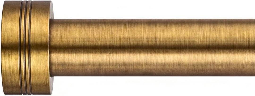 Antique Brass Curtain Rod for Windows 18 to 120 Inches,1 Inch Adjustable Drapery Pole,Heavy Duty Outdoor/Indoor Modern Curtain Rods,Easy Installation(Antique Brass 18"-120")