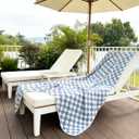 6-Layer Gauze Muslin Blanket 100% Cotton Blue Checkerboard King Size 90"x104" Cooling Throw Blanket Lightweight Soft and Breathable Cozy Blanket Bed Coverlet Both Sides (Blue Checkerboard, King)