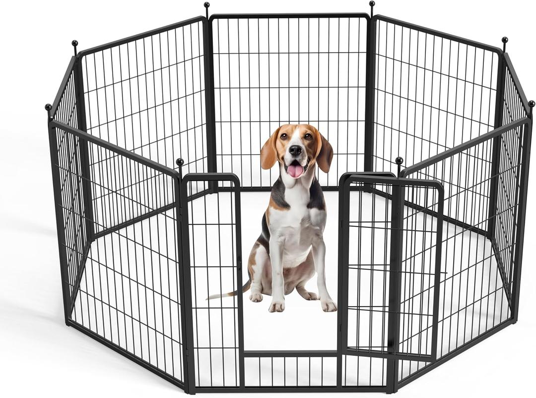 Dog Playpen 32 Inch 8 Panels, Heavy Duty Metal Pet Playpen Indoor Outdoor for Camping, Yard, RV, Garden Fence, Privacy Patio
