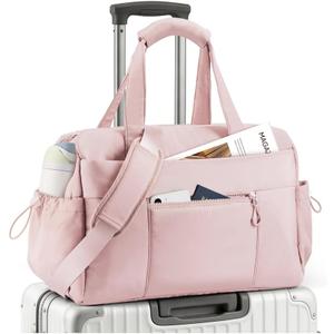 TOPEAST Weekender Bag for Women, Lightweight Puffer Travel Duffle Carry On Bag with Wet Pocket & 40oz Tumbler Pocket, Airline Approved Personal Item Overnight Bag, Pink