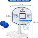 Pool Basketball Hoop, Oversized Poolside Basketball Hoop for Swimming Pool Basketball Game, 34"x34"x42.2" Water Basketball Hoops with Lengthen Base/ 2 Balls/Pump, Made for Teens, Adults.