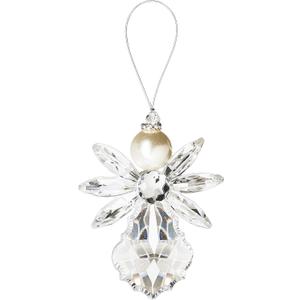 Angel Ornament Crystal Acrylic and Pearl 4.5" Tall Sun Catcher, Fan Pulll