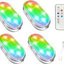 4Pcs LED Interior Car Lights Wireless with Remote, Portable USB Rechargeable,Inside Ambient Lighting, Sync to Music