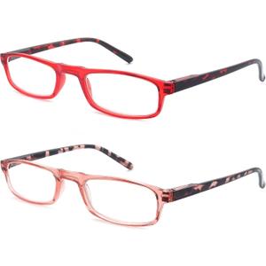 MODFANS Women Reading Glasses Men Readers,Narrow Lightweight Glossy Frame Flexible Spring Hinge Trendy?Small Eyeglasses Pouch Protect Comfort Match Wear